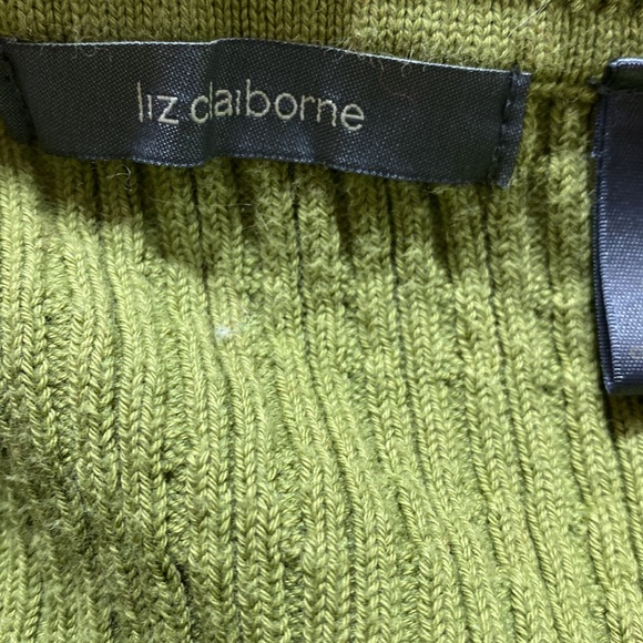 Liz Claiborne Green Striped V-Neck Long Sleeve Sweater 1X - Picture 7 of 10